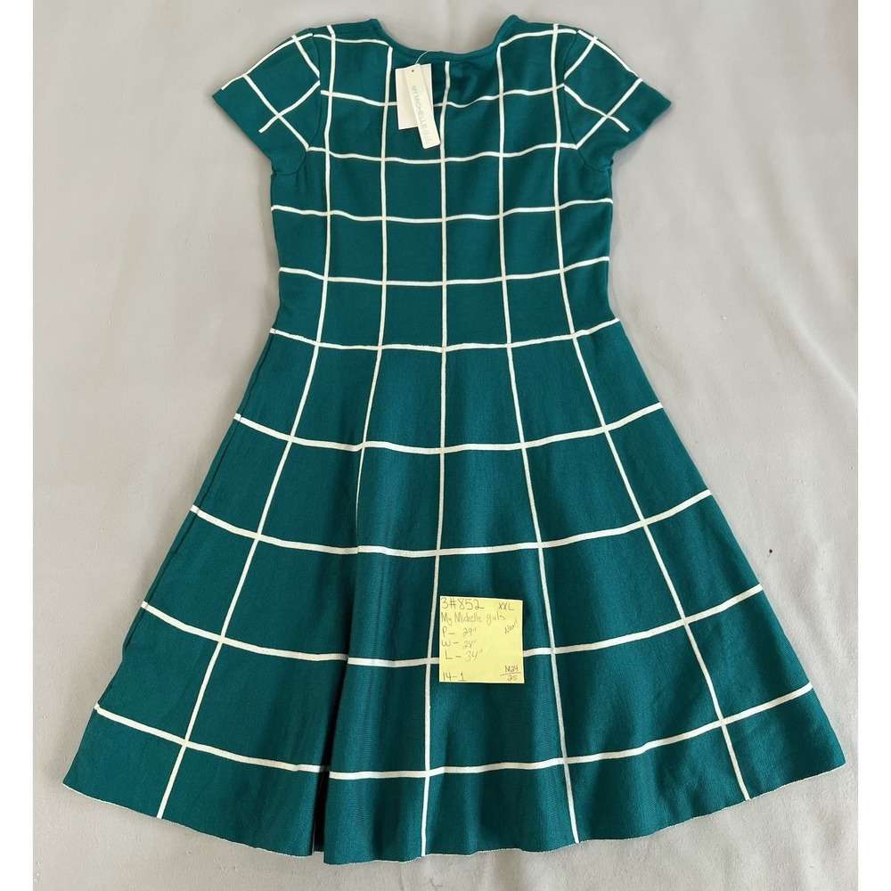 My Michelle Girls Green‎ & White Plaid Short Sleeve Dress Sz XXL Girls NWT - Picture 11 of 11